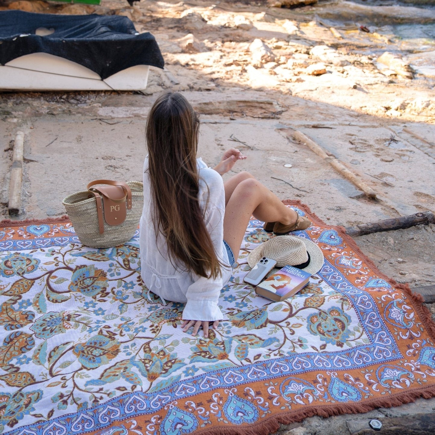 Raffia Woven Picnic Rug XL